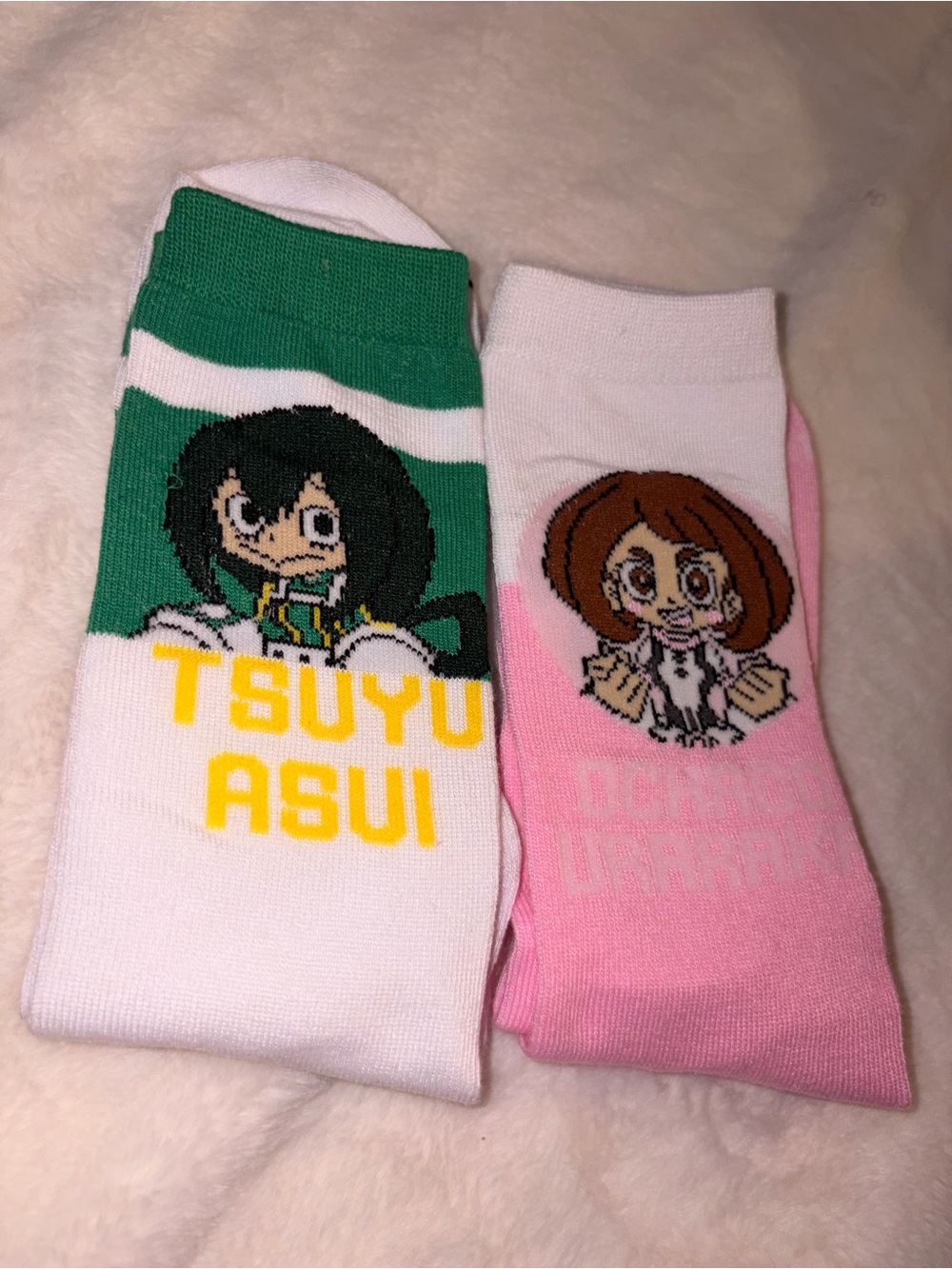 Tsuyu Asui Character Kids Socks - Green and Pink Set